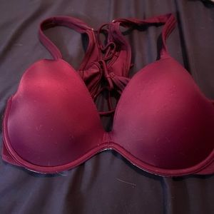 EUC VS Pink Burgundy Laceup Back Swim Top S-DD